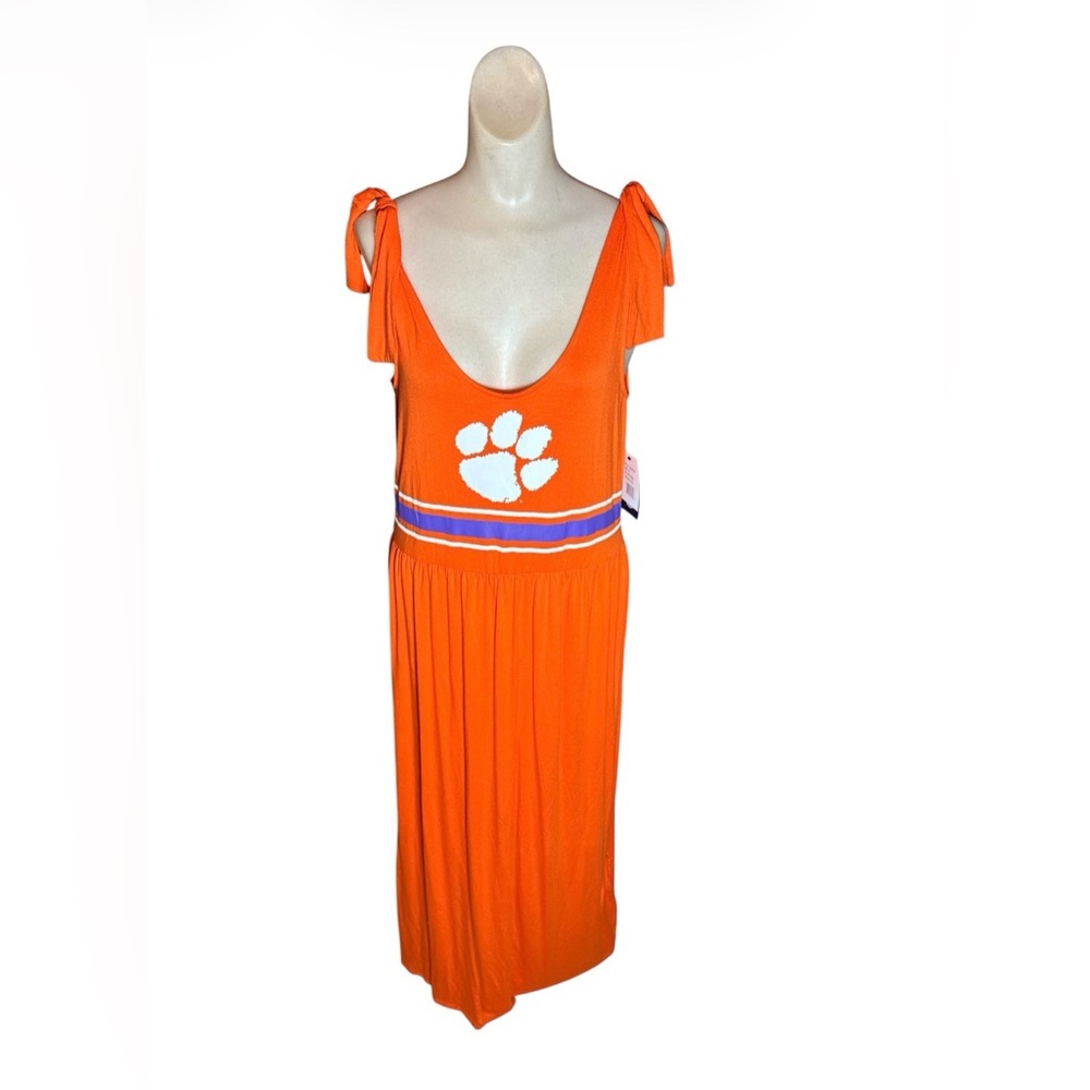 BNWT G-III 4Her Carl Banks Orange Clemson Tigers Training V-Neck Maxi Dress Med